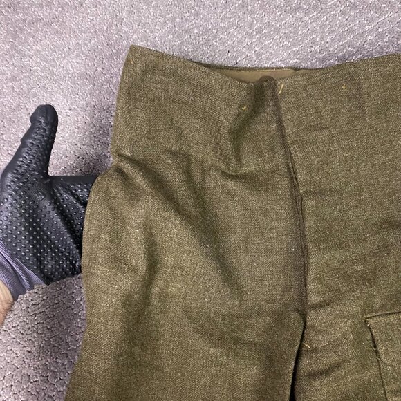 Vintage 50s Canadian Army Wool Field Trousers Pants Men's 31 x 28 Olive Military - Picture 3 of 15